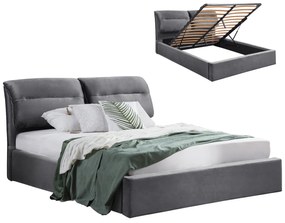 ΚΡΕΒΑΤΙ KENDRA ΒΕΛΟΥΔΟ ΓΚΡΙ ΚΑΙ ΑΠΟΘΗΚΕΥΤΙΚΟ ΧΩΡΟ 160x200 εκ. HM565.01