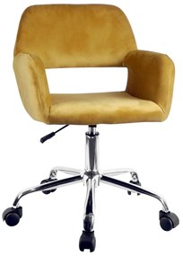 Καρέκλα Γραφείου ArteLibre KLOI Κίτρινο Βελούδο 37x42x78-90cm