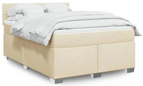 vidaXL Κρεβάτι Boxspring με Στρώμα Κρεμ 160x200 εκ. Υφασμάτινο