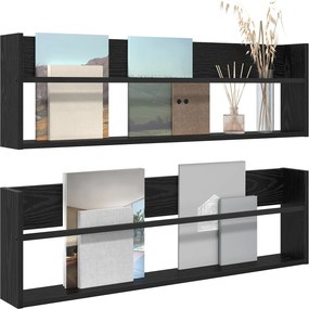 vidaXL Ράφι Περιοδικών με ράφι 2 pcs Μαύρη Οξυά 100 x 12 x 30 εκ