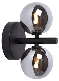 Φωτιστικό Επίτοιχο Lucide 45274-02-30 TYCHO Μαύρο Ματ (Black Mat)|Φυμέ (Smoke)