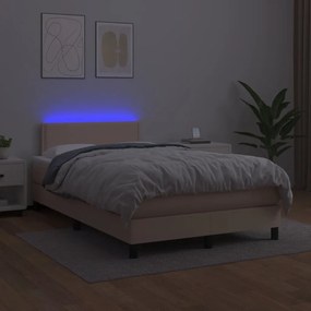 Κρεβάτι Boxspring Στρώμα&amp;LED Καπουτσίνο 120x190 εκ. Συνθ. Δέρμα - Καφέ