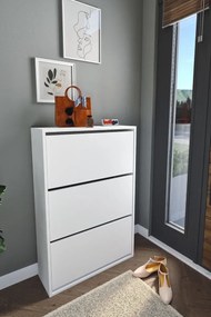 Stewehome Ντουλάπι Παπουτσιών 3 Θέσεων λευκό 73.6x24x110 cm