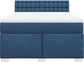 vidaXL Κρεβάτι Boxspring με Στρώμα Μπλε 140x190 εκ. Υφασμάτινο