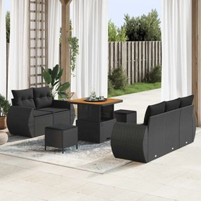 vidaXL Σετ Καναπέ Κήπου 8 pcs Μαύρο συνθετικό ρατάν