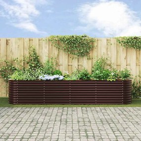 vidaXL Υπερυψωμένη Ζαρντινιέρα Καφέ 400 x 80 x 81 cm Ατσάλι