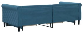 vidaXL Καναπές Κρεβάτι Συρόμενος Μπλε 90x200 εκ. Βελούδινος &amp; Συρτάρια