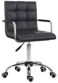 HOMCOM Καρέκλα γραφείου ρετρό, ρυθμιζόμενο ύψος, 5 ροδάκια, 52,5 cm x 54 cm x 99 cm, Μαύρο