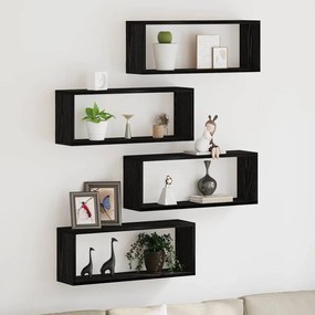 vidaXL Σετ 4 Ραφιών  - Μαύρη Δρυς - 60x15x23 εκ. - Φτιαγμένο από Μηχανική Ξυλεία
