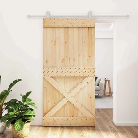 vidaXL Συρόμενη Πόρτα Φυσικό και Λευκό 100 x 210 cm