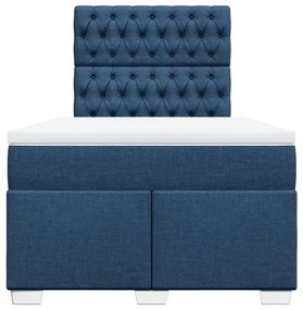 vidaXL Κρεβάτι Boxspring με Στρώμα Μπλε 120x200 εκ. Υφασμάτινο