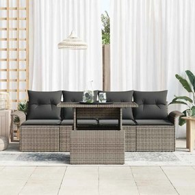 vidaXL Σετ Καναπέ Κήπου με μαξιλάρι 5 pcs Γκρι Πολυ Ρατάν