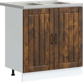 vidaXL Βάση νιπτήρα Lucca 2 pcs Καπνιστό Δρύς Επεξεργασμένο ξύλο