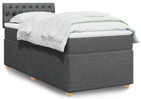 vidaXL Κρεβάτι Boxspring με Στρώμα Σκούρο Γκρι 100x200 εκ. Υφασμάτινο
