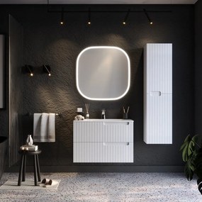 Έπιπλο Μπάνιου Πάγκος Με Νιπτήρα &amp; Καθρέφτη Enza 80 9SENZ080WHM 81x46,5x52cm / 80x80cm White Κεραμικό,Mdf