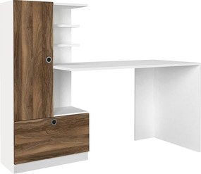Γραφείο εργασίας Domingo Megapap χρώμα λευκό - καρυδί 149,5x60x120εκ.