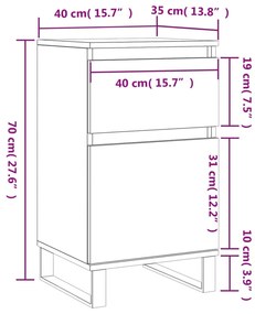 Συρταριέρα Καπνιστή Δρυς 40 x 35 x 70 εκ. από Επεξεργ. Ξύλο - Καφέ