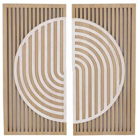Διακοσμητικό Τοίχου Sikinos (Σετ 2Τμχ) 031700 96x5x100cm Natural-Beige Ξύλο