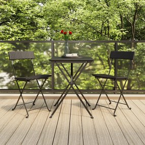 Καρέκλες Bistro Πτυσσόμενες 2 τεμ. Μαύρο Συνθετικό Ρατάν&amp;Ατσάλι