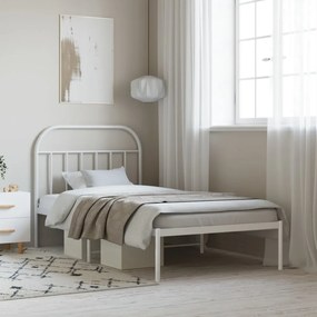Πλαίσιο Κρεβατιού με Κεφαλάρι Λευκό 100 x 200 εκ. Μεταλλικό