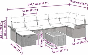 vidaXL Σετ Καναπέ Κήπου 8 τμχ. Μπεζ συνθετικό ρατάν