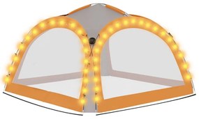 vidaXL Τέντα Εκδηλώσεων με LED 4 Τοιχώματα Γκρι/Πορτοκαλί 3,6x3,6x2,3μ