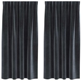 vidaXL Κουρτίνες με κουρτίνες 2 pcs Σκούρο γκρι 140 x 175 cm Βελούδο