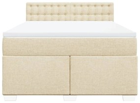 vidaXL Κρεβάτι Boxspring με Στρώμα Κρεμ 140x200 εκ. Υφασμάτινο
