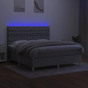 vidaXL Κρεβάτι Boxspring με Στρώμα &amp; LED Αν.Γκρι 180x200εκ. Υφασμάτινο