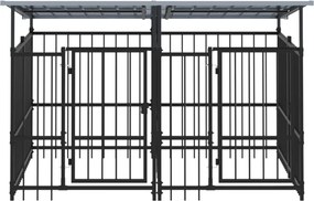 vidaXL Υπαίθριο Κλουβί Σκύλων με Οροφή από Χάλυβα 3,75 μ²