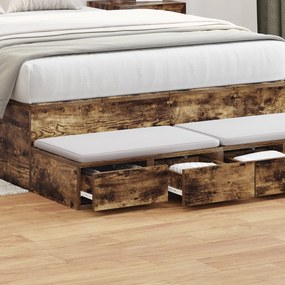 vidaXL Συρτάρια Κρεβατιού Καπνιστό Δρυς 120x36,5x16,5 εκ Επεξεργασμένο Ξύλο