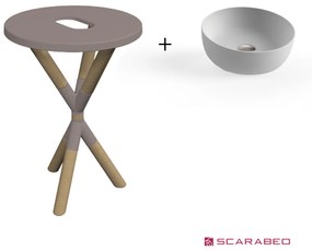Scarabeo Cross 2501F0-9852 Sand (Μπεζ Ματ) Πάγκος Με Νιπτήρα Glam Pearl Ø33εκ.