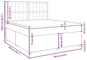 Κρεβάτι Boxspring με Στρώμα Σκούρο Γκρι 180x200 εκ Υφασμάτιν - Γκρι