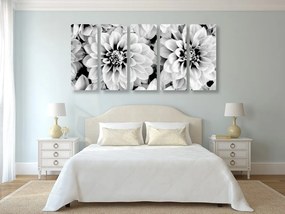 Εικόνα 5 τμημάτων λουλούδια ντάλια σε ασπρόμαυρο - 100x50