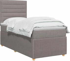 vidaXL Κρεβάτι box spring με στρώμα Taupe 90 x 190 cm Ύφασμα