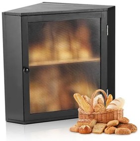 VEVOR Corner Bread Box for Kitchen Counter Double Layer Bamboo Storage Container