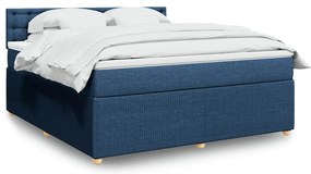 vidaXL Κρεβάτι Boxspring με Στρώμα Μπλε 180x200 εκ. Υφασμάτινο