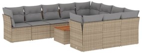 vidaXL Σαλόνι Κήπου Σετ 11 τεμ. Μπεζ Συνθετικό Ρατάν με Μαξιλάρια