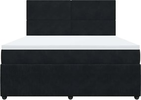 vidaXL Κρεβάτι Boxspring με Στρώμα Μαύρο 180x200 εκ. Βελούδινο