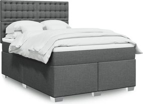 vidaXL Κρεβάτι Boxspring με Στρώμα Σκούρο Γκρι 140x200 εκ Υφασμάτινο