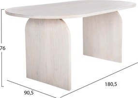 ΤΡΑΠΕΖΙ ΤΡΑΠΕΖΑΡΙΑΣ ΟΒΑΛ ΗΟΝΚΥ HM9690 ΜΑΣΙΦ ΞΥΛΟ MANGO ΣΕ ΛΕΥΚΟ 180,5x90,5x76Υεκ.