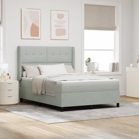 vidaXL Κρεβάτι με Στρώμα Light Grey 140x200 cm Βελούδο