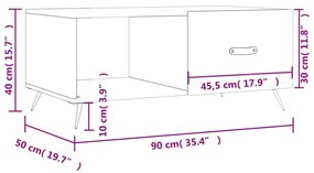 Τραπεζάκι Σαλονιού Μαύρο 90x50x40 εκ. Επεξεργασμένο Ξύλο - Μαύρο