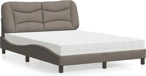 vidaXL Κρεβάτι με Στρώμα Hvar Taupe 140x190 εκ. Υφασμάτινο