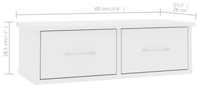 Ράφι Τοίχου με Συρτάρια Λευκό 60 x 26 x 18,5 εκ. Μοριοσανίδα - Λευκό