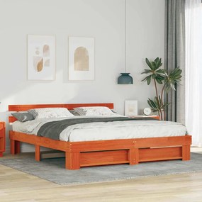 vidaXL Σκελετός Κρεβατιού Καφέ 180 x 200 cm Μασίφ ξύλο πεύκου