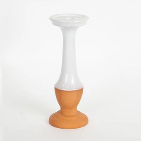 Κηροπήγιο Κεραμικό 752-25011 9,8x9,8x26,7cm Terracotta-White Estheti Home Κεραμικό