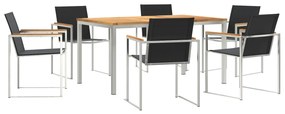 vidaXL Σετ Τραπεζαρίας Κήπου 7 Κομμάτια Μασίφ Ξύλο Τεάκ