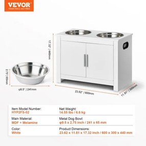 VEVOR Pet Feeding Station w/ 2 Elevated Dog Bowls Dog Food &amp; Toy Storage Cabinet