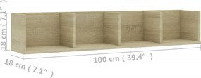vidaXL Ράφι Τοίχου για CD Sonoma Δρυς 100 x 18 x 18 εκ. από Επεξ. Ξύλο